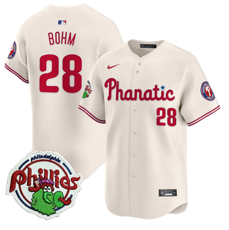 Alec Bohm Jersey #28 Phillies Phanatic Patch Vapor Premier Limited Stitched Cream