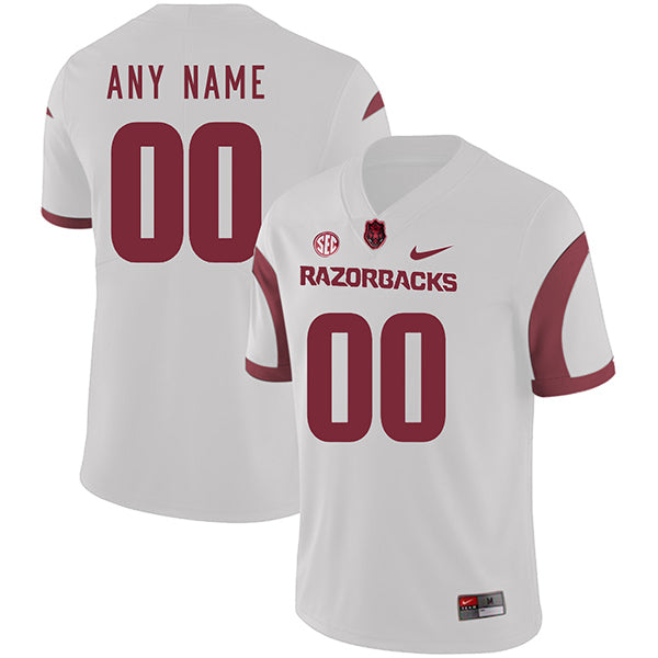 Arkansas Razorbacks Custom Name and Number Football Jersey White