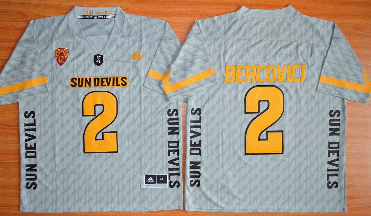 Arizona State Sun Devils #2 Mike Bercovici Football Jersey Grey