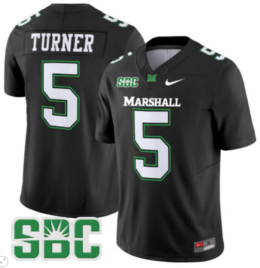 AJ Turner Jersey #5 Marshall Thundering Herd Vapor Limited Football Black