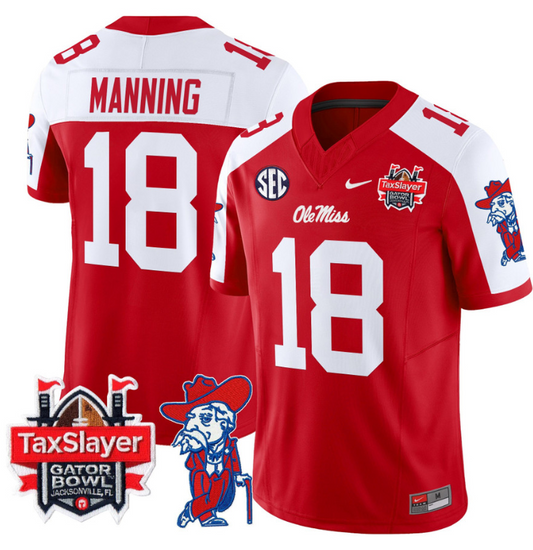 Archie Manning Jersey #18 Ole Miss Rebels 2024 Gator Bowl V2 Red Alternate
