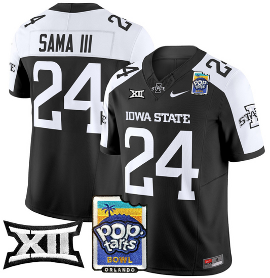 Abu Sama III Jersey #24 Iowa State 2025 PopTarts Bowl Patch Black Alternate