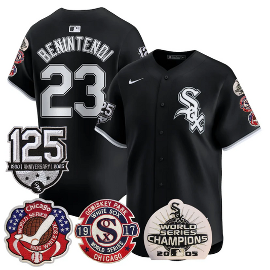 Andrew Benintendi Jersey #23 Chicago White Sox 125th Anniversary World Series Champions Black