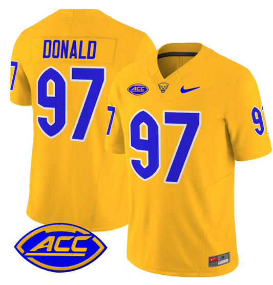 Aaron Donald Jersey #97 Pittsburgh Panthers Vapor Limited College Football Stitched Gold