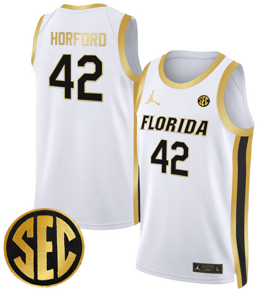 Al Horford Jersey #42 Florida Gators Swingman Basketball Stitched White Gold