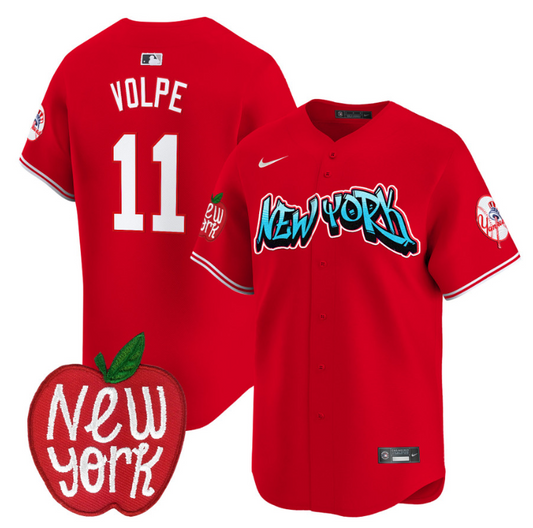 Anthony Volpe Jersey #11 New York Yankees Apple Patch Vapor Premier Limited Stitched Red