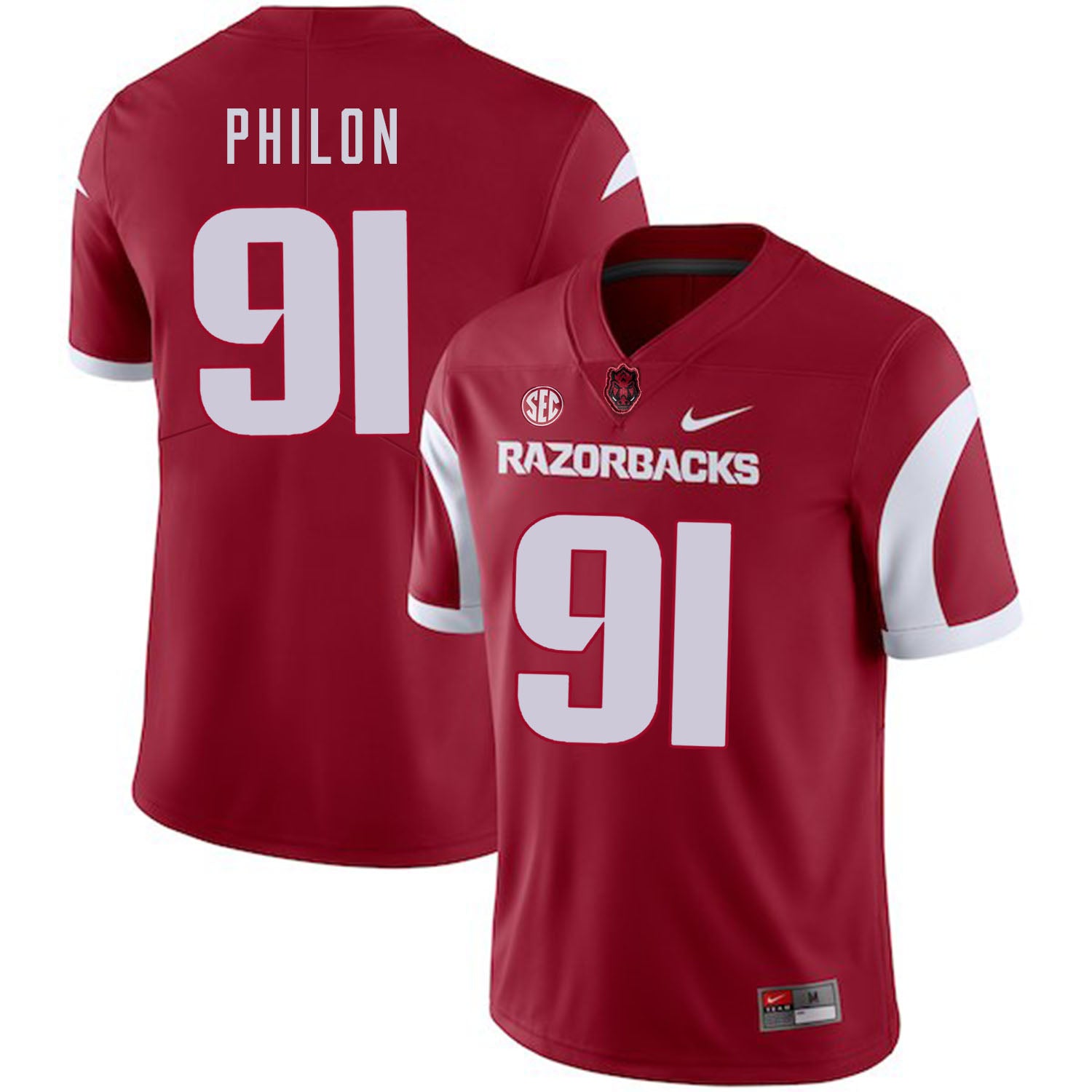 Arkansas Razorbacks #91 Darius Philon College Football Jersey Red