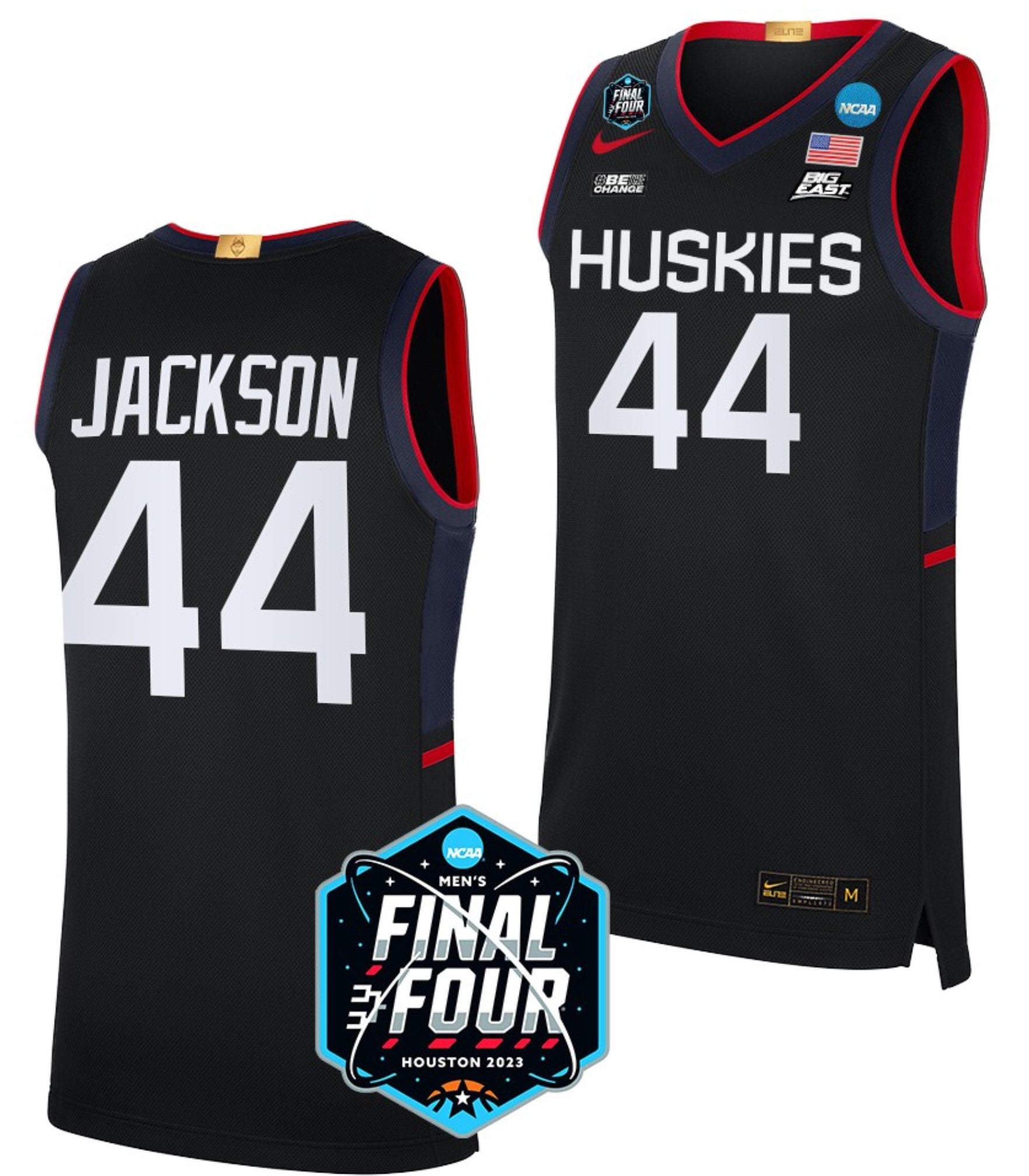 Andre Jackson Jersey UConn Huskies College Basketball 2023 NCAA Final Four Black #44