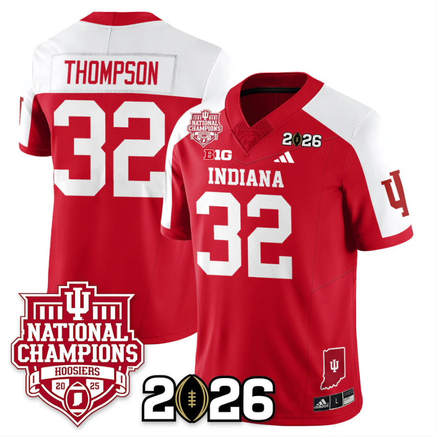 Anthony Thompson Jersey #32 Indiana Hoosiers 2025 National Champions Red Alternate