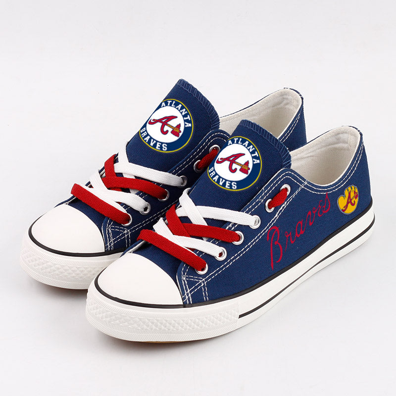 Atlanta Braves Limited Print MLB Baseball Fans Low Top Canvas Shoes Sport Sneakers