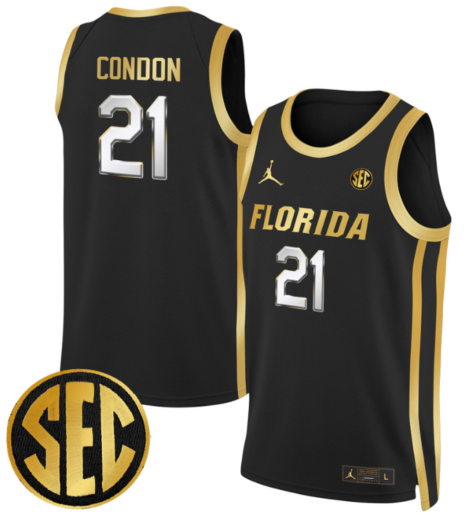 Alex Condon Jersey #21 Florida Gators Swingman Basketball Stitched Black Gold