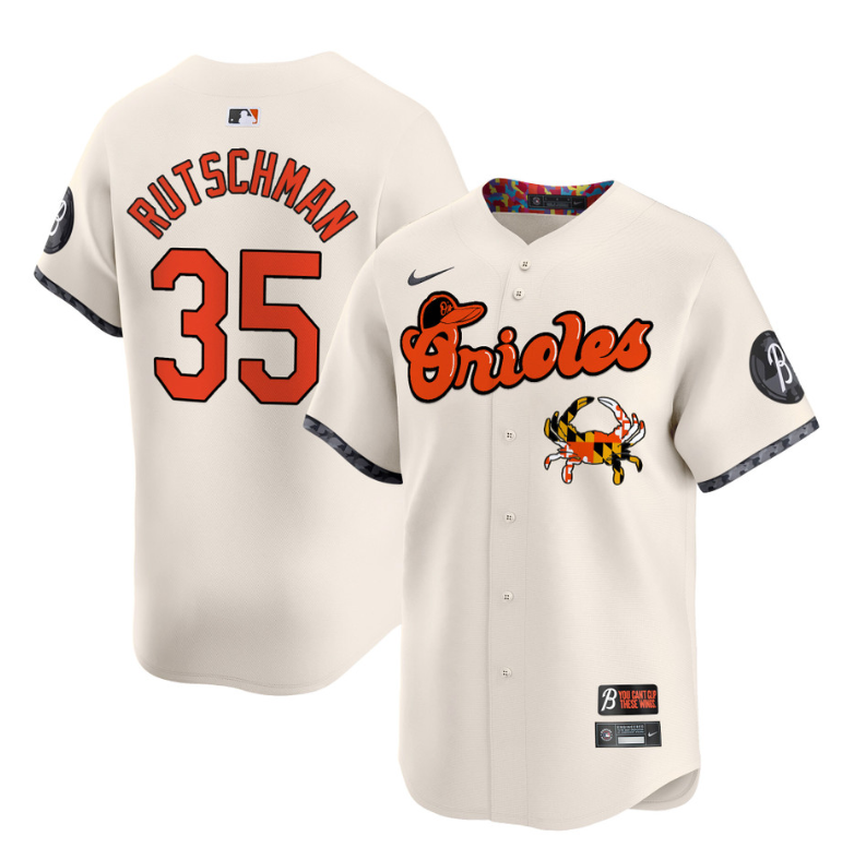 Adley Rutschman Jersey #35 Baltimore Orioles Maryland Blue Crab Vapor Stitched Cream