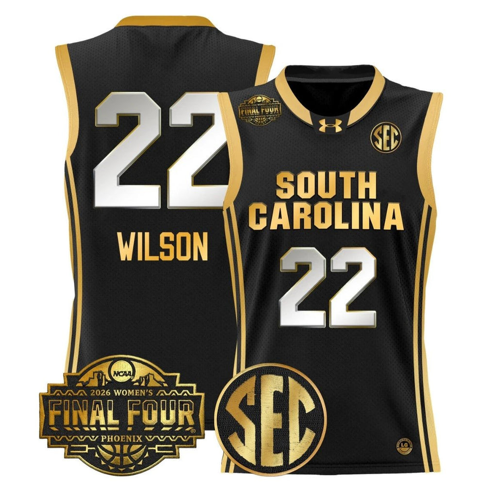 A'ja Wilson Jersey #22 South Carolina 2026 Final Four Stitched Black Gold