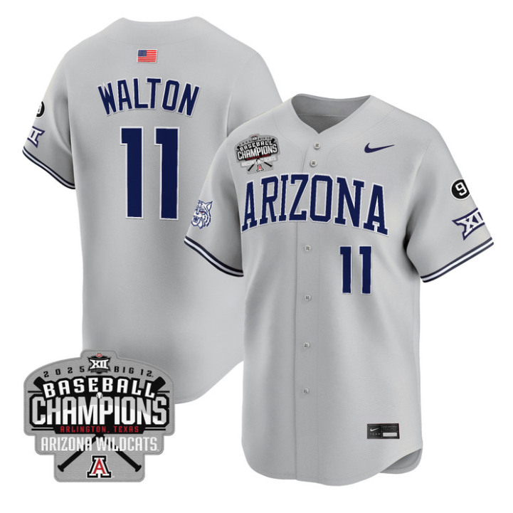 Aaron Walton Jersey #11 Arizona Wildcats 2025 Big 12 Champions Vapor Premier Limited Stitched