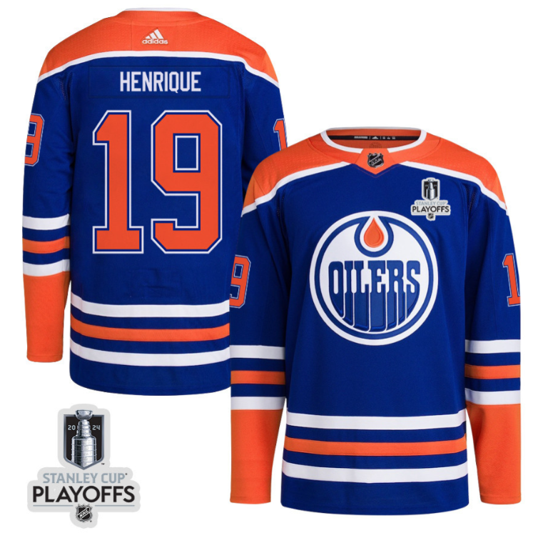Adam Henrique 19 Edmonton Oilers 2024 NHL Playoffs Patch Home Jersey - Men