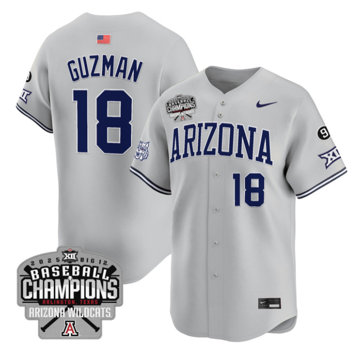 Adonys Guzman Jersey #18 Arizona Wildcats 2025 Big 12 Champions Vapor Premier Limited Stitched