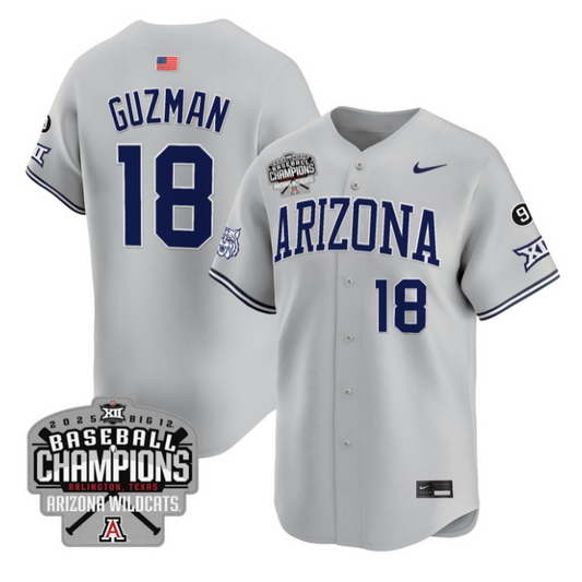 Adonys Guzman Jersey #18 Arizona Wildcats 2025 Big 12 Champions Vapor Premier Limited Stitched