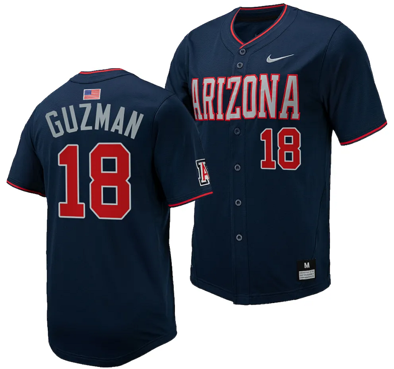 Adonys Guzman Jersey #18 Arizona Wildcats Replica Baseball Full-Button Navy