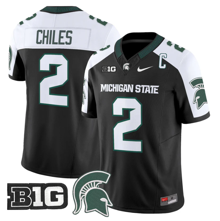 Aidan Chiles Jersey #2 Michigan State Spartans 2025 Vapor Stitched Black Alter