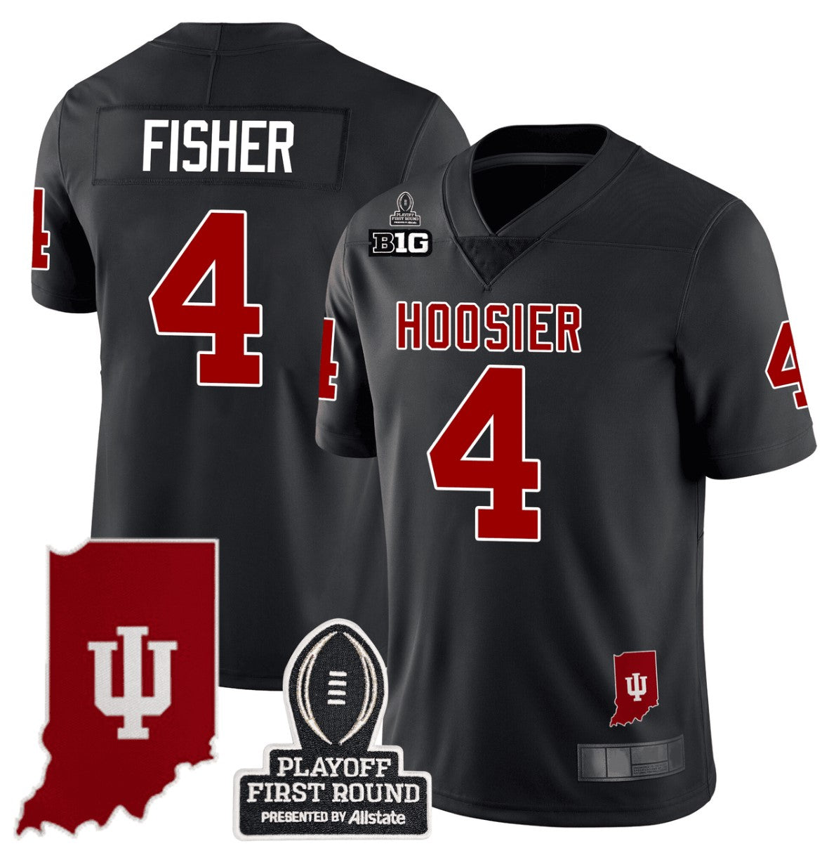 Aiden Fisher Jersey #4 Indiana Hoosiers CFP First Round Patch Football Black