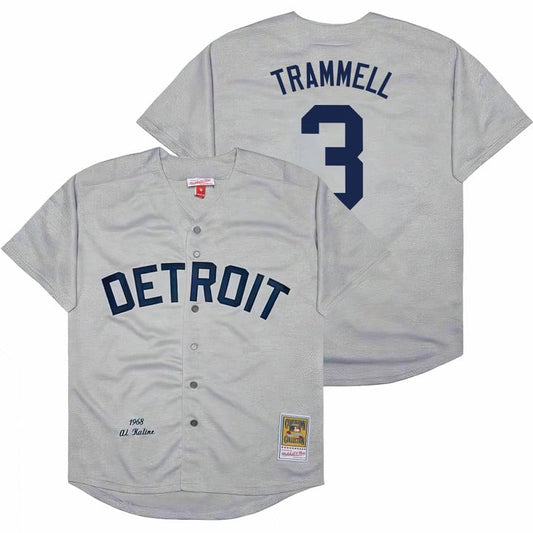 Alan Trammell Jersey #3 Detroit Tigers Throwback Cooperstown Stitched Gray