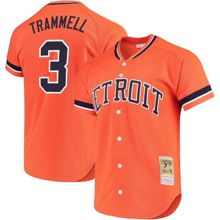 Alan Trammell Jersey #3 Detroit Tigers Throwback Cooperstown Stitched Orange