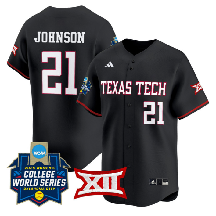 Alana Johnson Jersey #21 Texas Tech Softball 2025 World Series Stitched Black