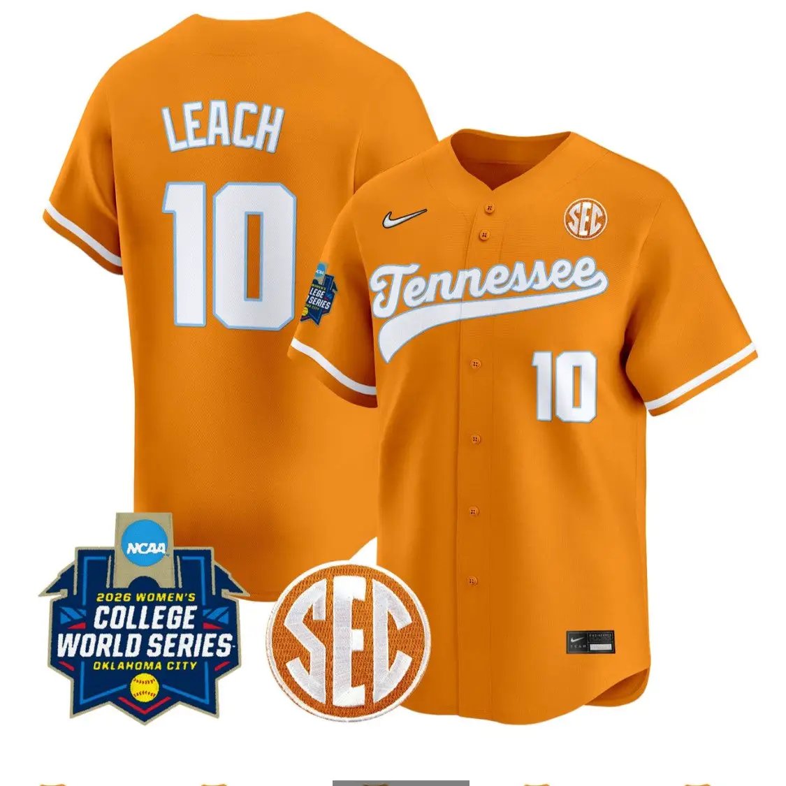 Alannah Leach Jersey #10 Tennessee Vols Softball 2026 World Series