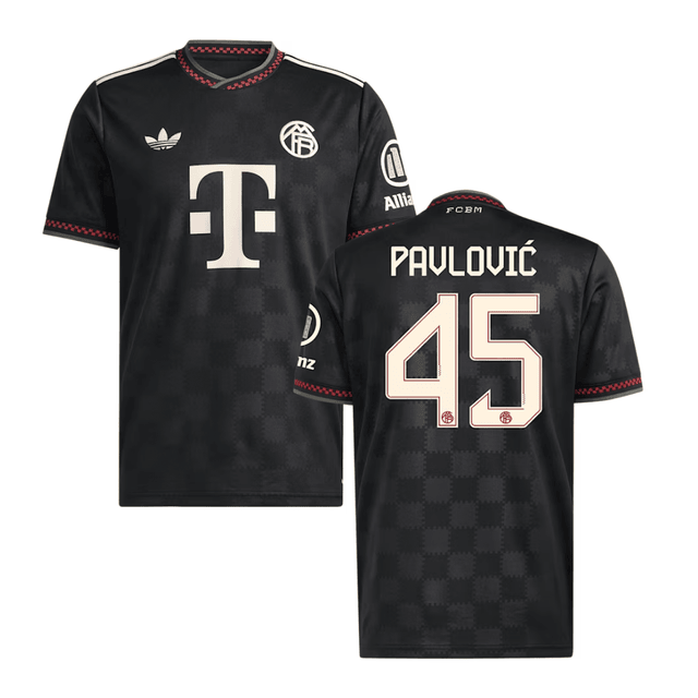 Aleksandar Pavlovic #45 Bayern Munich 2025-26 Third Men Jersey – Black