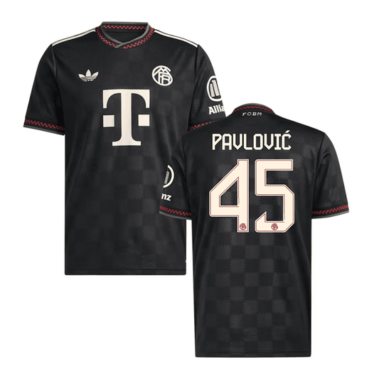 Aleksandar Pavlovic #45 Bayern Munich 2025-26 Third Men Jersey – Black