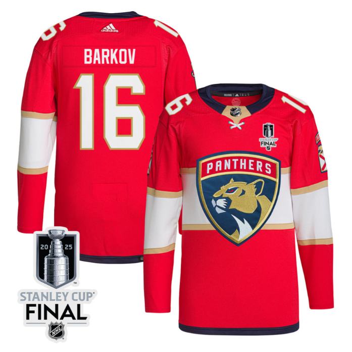 Aleksander Barkov 16 Florida Panthers 2025 STANLEY CUP Final Patch Home Men Jersey Red