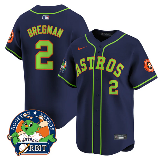Alex Bregman Jersey #2 Astros Orbit Patch Vapor Premier Limited V2 Stitched Navy