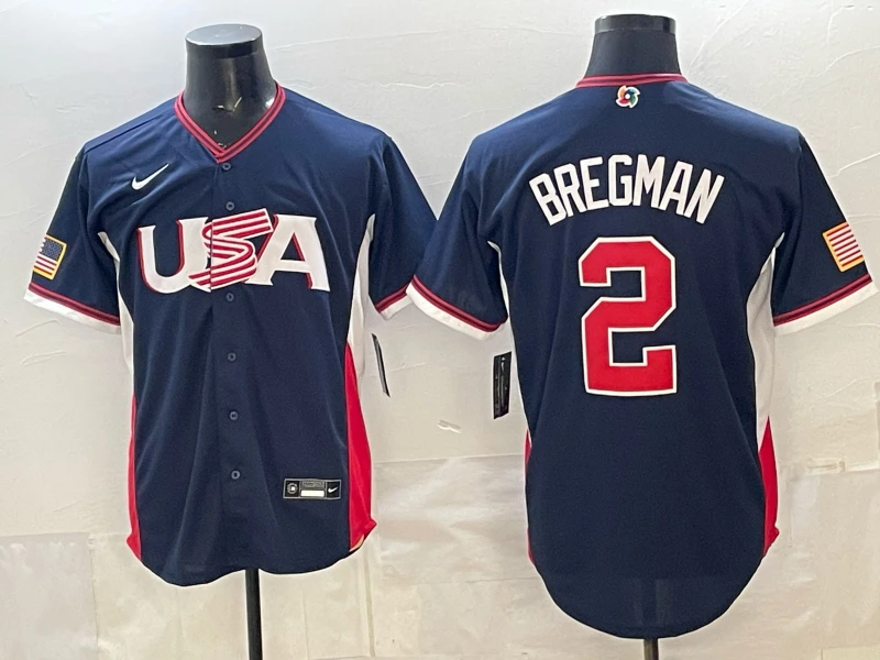 Alex Bregman Jersey #2 USA Baseball 2026 World Baseball Classic Stitched Navy