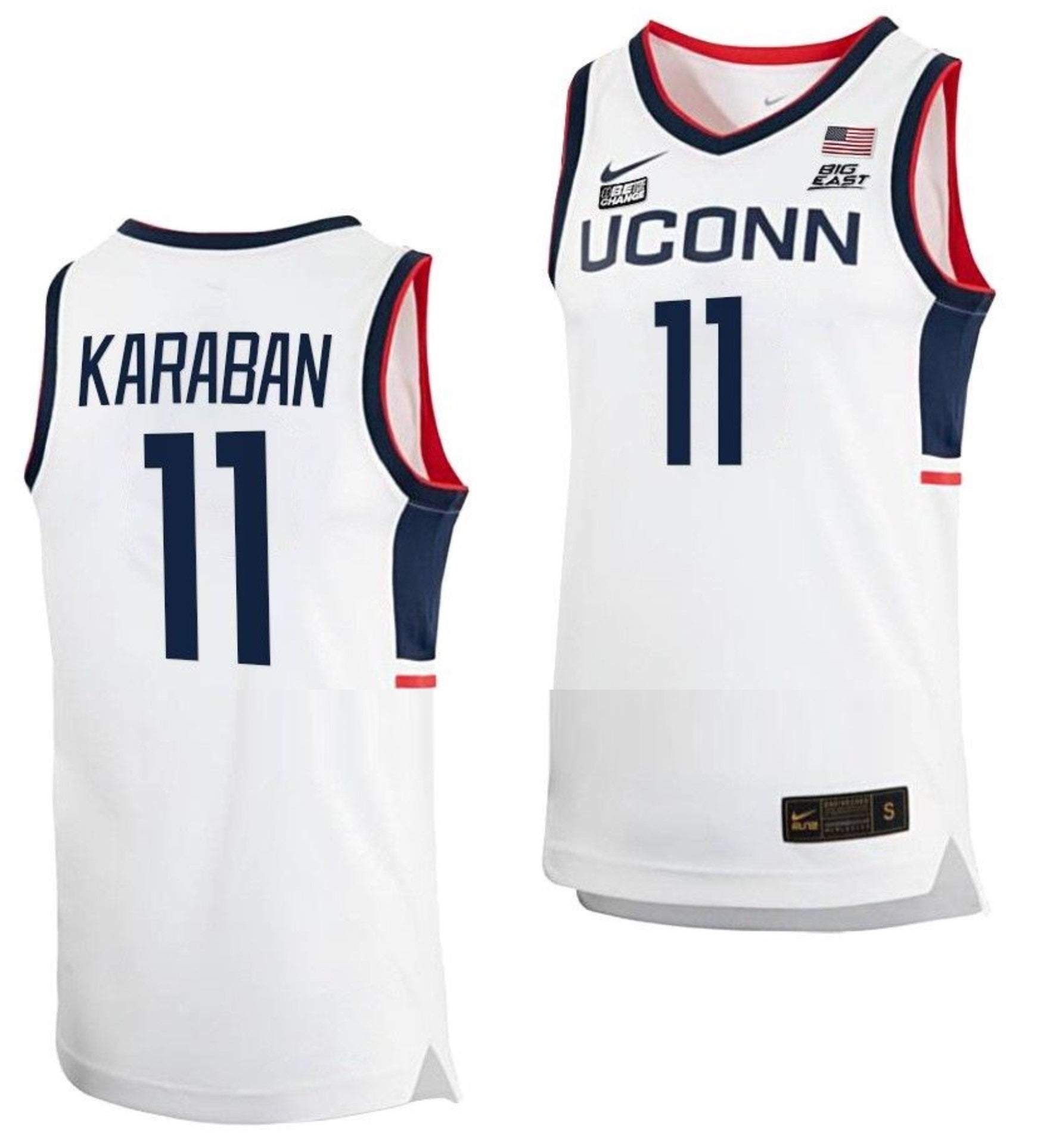 Alex Karaban Jersey UConn Huskies College Basketball White Replica #11