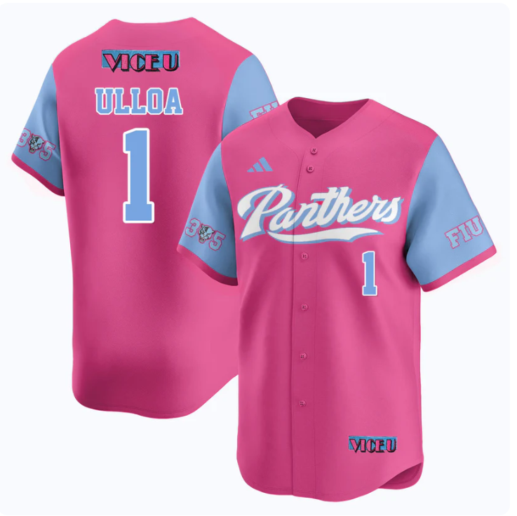 Alex Ulloa Jersey #1 FIU Baseball 2025 Vice U Stitched Pink