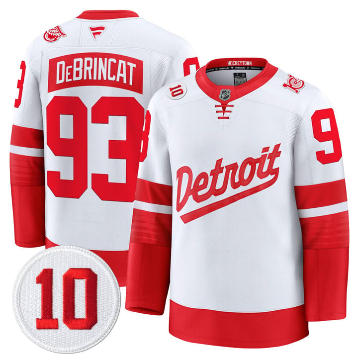 Alex DeBrincat Jersey #93 Detroit Red Wings #10 Alex Delvecchio Honoring Premium Stitched