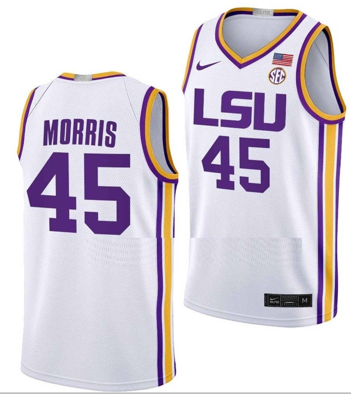 Alexis Morris Jersey LSU Tigers College Basketball White #45