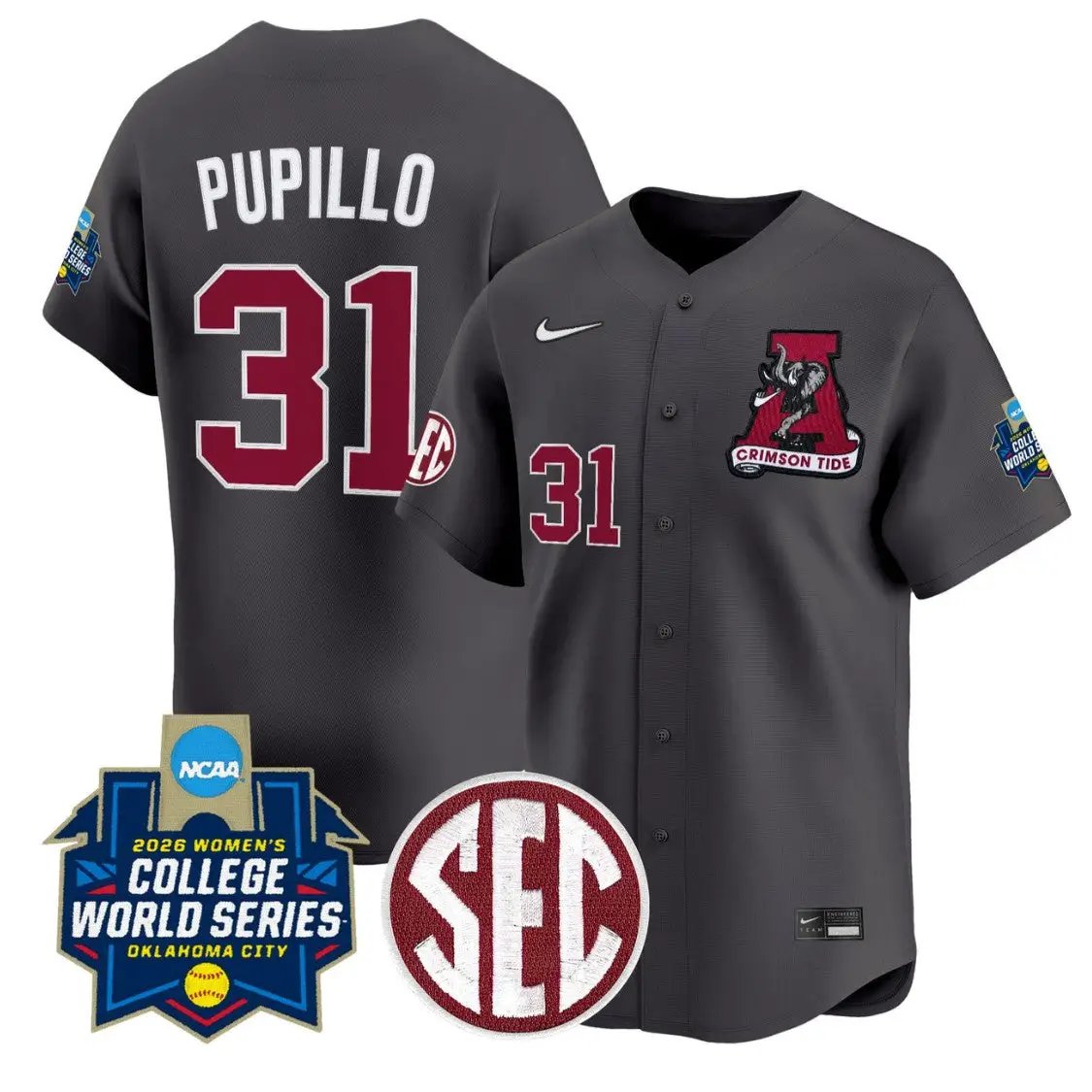 Alexis Pupillo Jersey #31 Alabama Softball 2026 World Series Stitched