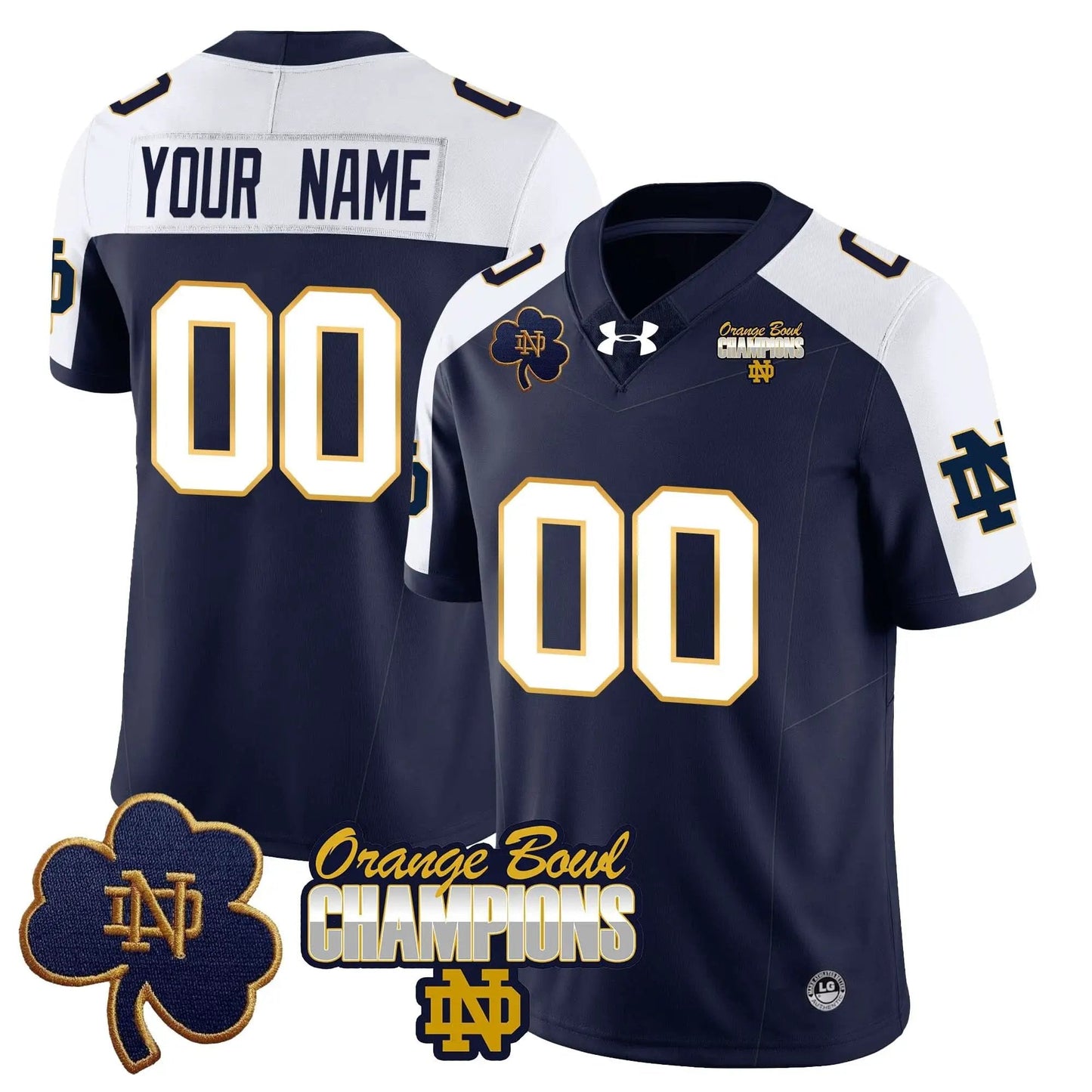 Custom Notre Dame Fighting Irish Football  2025 Orange Bowl Champions Jersey