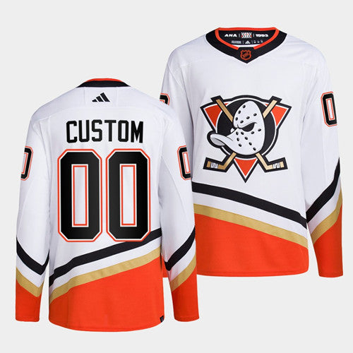 Anaheim Ducks Custom White 2022-23 Reverse Retro Stitched Jersey