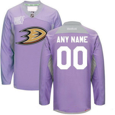 Anaheim Ducks Purple Pink Custom Reebok Hockey Fights Cancer Practice Jersey