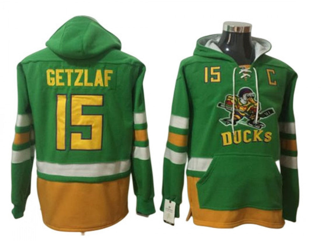 Anaheim Ducks #15 Ryan Getzlaf Green One Front Pocket Pullover Hoodie
