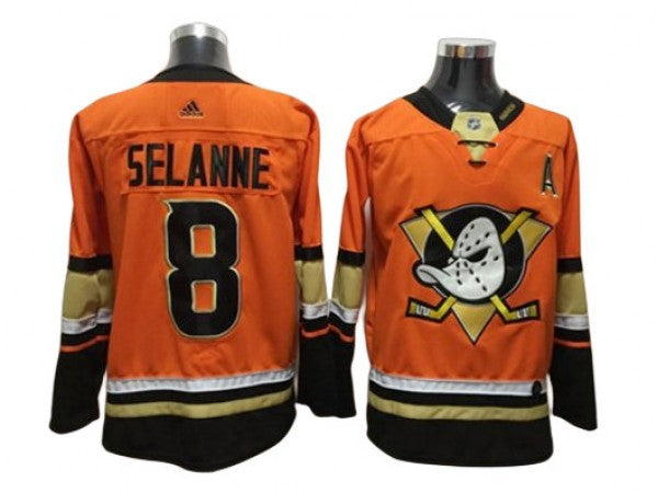 Anaheim Ducks #8 Teemu Selanne Orange Alternate Jersey (Copy)