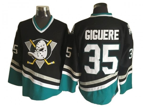 Anaheim Mighty Ducks #35 Jean-Sebastien Giguere Black 2003 Vintage CCM Jersey (Copy)