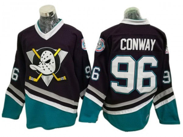 Anaheim Mighty Ducks #96 Charlie Conway Purple Vintage CCM Jersey (Copy)