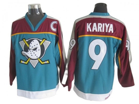Anaheim Mighty Ducks #9 Paul Kariya Teal 1998 Vintage CCM Jersey (Copy)