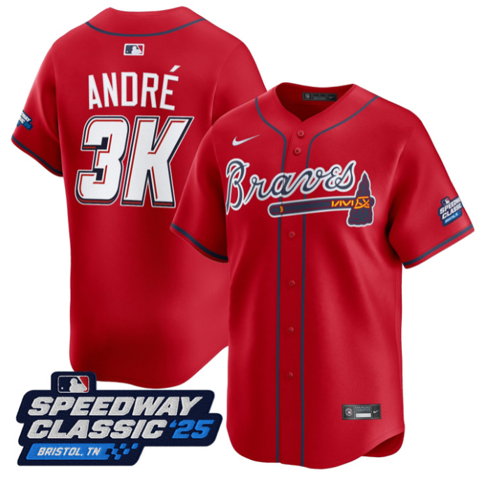 André Jersey #3K Atlanta Braves Speedway Classic Limited Stitched Red