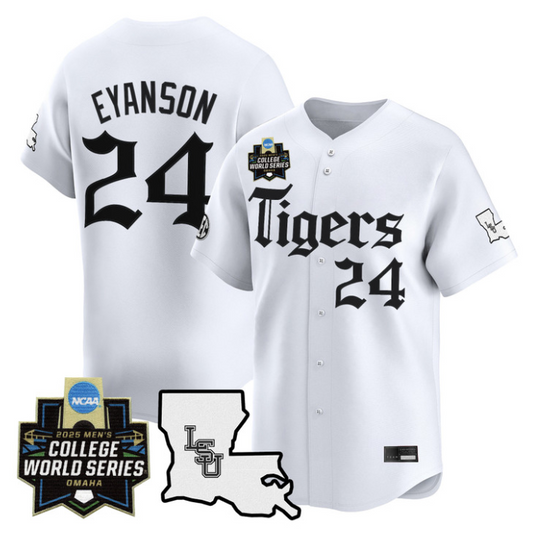Anthony Eyanson Jersey #24 LSU Tigers 2025 World Series Gothic Geaux White