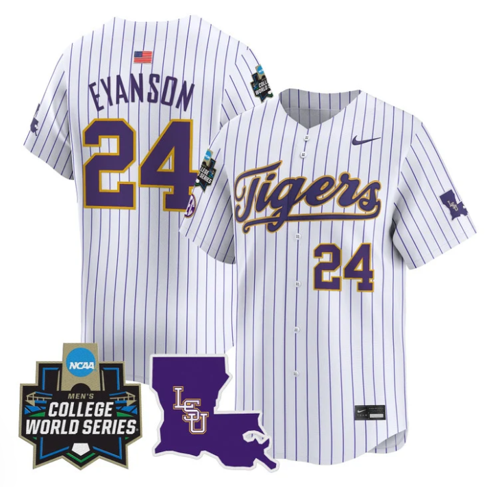 Anthony Eyanson Jersey #24 LSU Tigers 2025 World Series Stitched Pinstripe