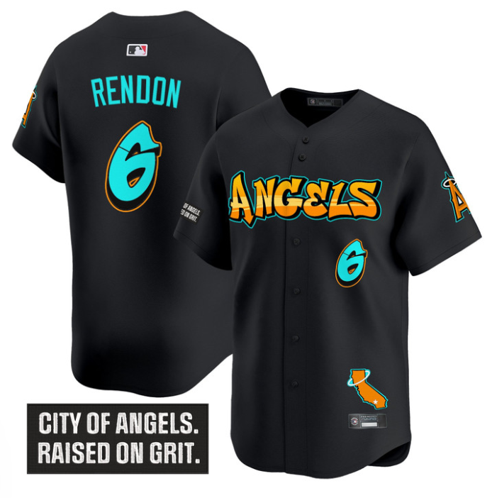 Anthony Rendon Jersey #6 Los Angeles Angels Graffiti Halo Drop Stitched Black